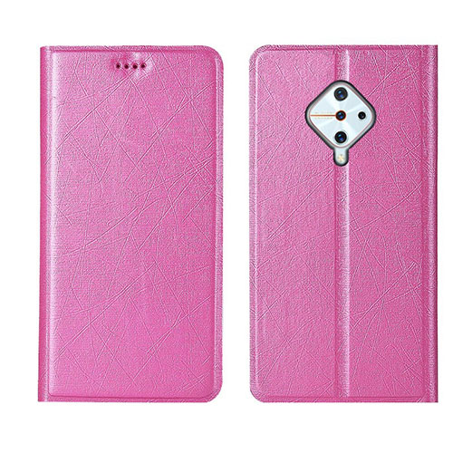 Leather Case Stands Flip Cover L04 Holder for Vivo S1 Pro Pink