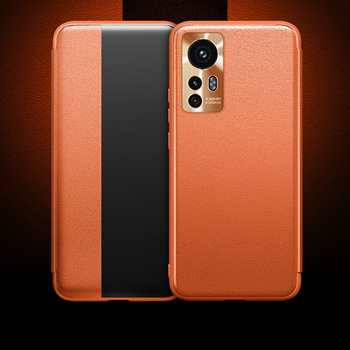 Leather Case Stands Flip Cover L04 Holder for Xiaomi Mi 12 5G Orange