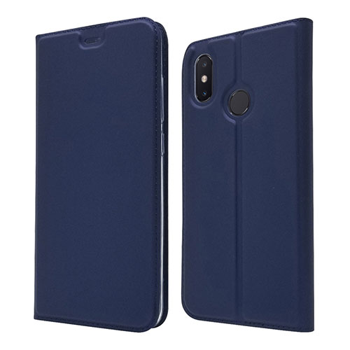 Leather Case Stands Flip Cover L04 Holder for Xiaomi Mi 8 Blue