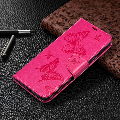 Leather Case Stands Flip Cover L04 Holder for Xiaomi POCO C3 Hot Pink