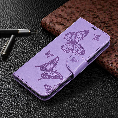 Leather Case Stands Flip Cover L04 Holder for Xiaomi POCO C3 Purple