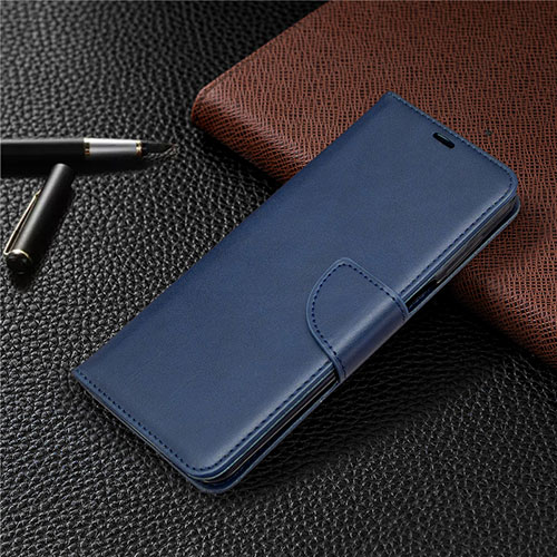 Leather Case Stands Flip Cover L04 Holder for Xiaomi Redmi Note 9S Blue