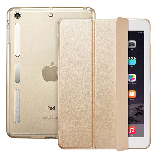 Leather Case Stands Flip Cover L05 for Apple iPad Mini Gold