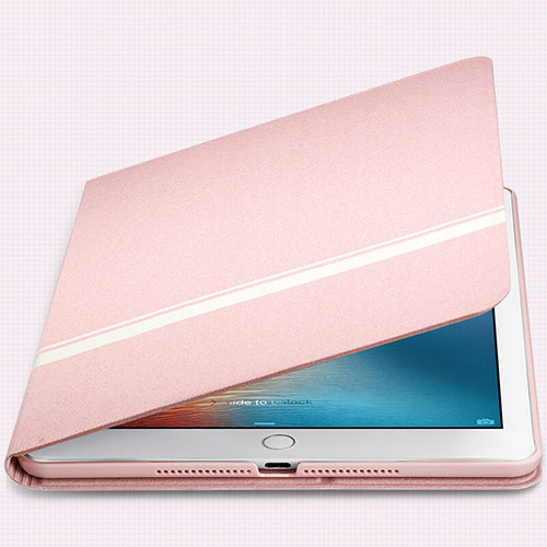 Leather Case Stands Flip Cover L05 for Apple New iPad 9.7 (2017) Pink