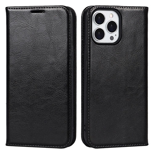 Leather Case Stands Flip Cover L05 Holder for Apple iPhone 14 Pro Max Black