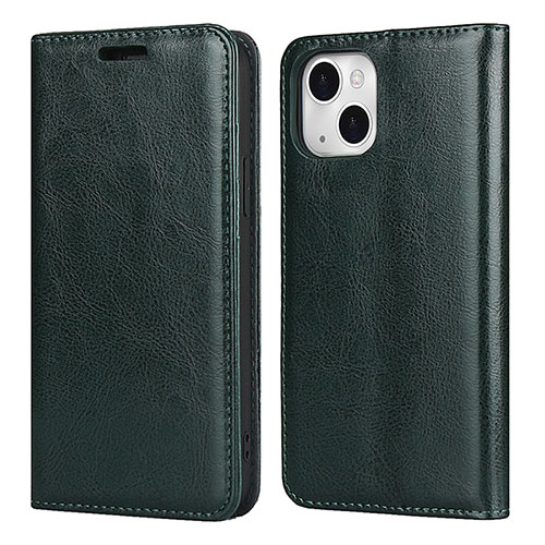 Leather Case Stands Flip Cover L05 Holder for Apple iPhone 15 Green