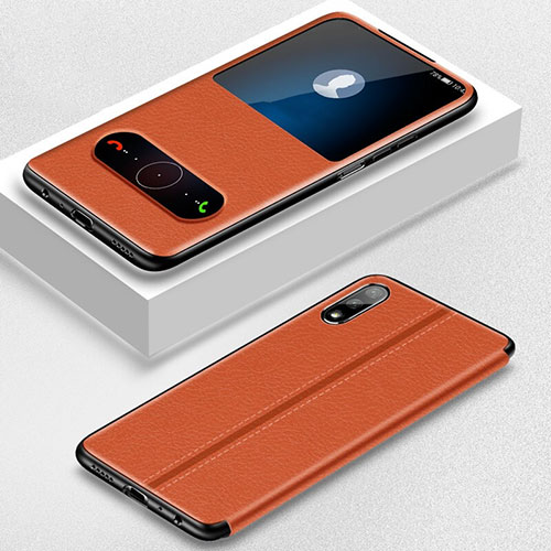 Leather Case Stands Flip Cover L05 Holder for Huawei P Smart Z (2019) Orange