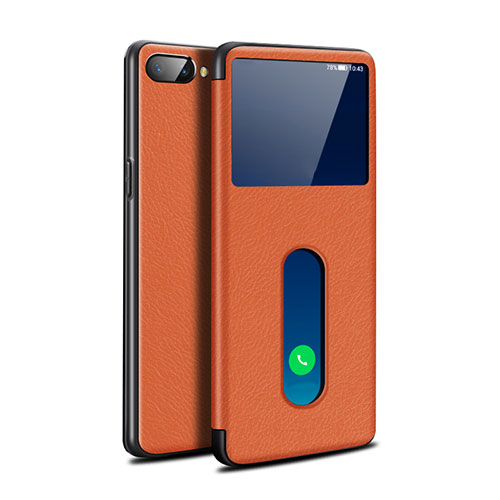 Leather Case Stands Flip Cover L05 Holder for Oppo A5 Orange