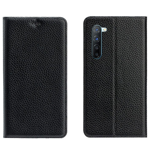 Leather Case Stands Flip Cover L05 Holder for Oppo F15 Black