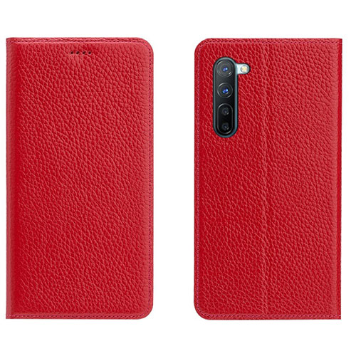 Leather Case Stands Flip Cover L05 Holder for Oppo K7 5G Red