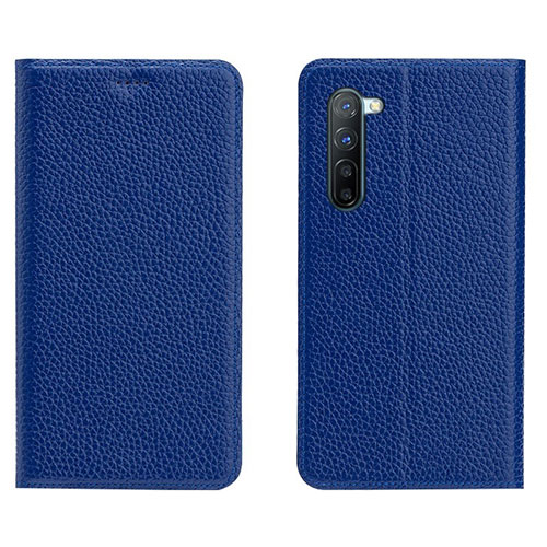 Leather Case Stands Flip Cover L05 Holder for Oppo Reno3 Blue