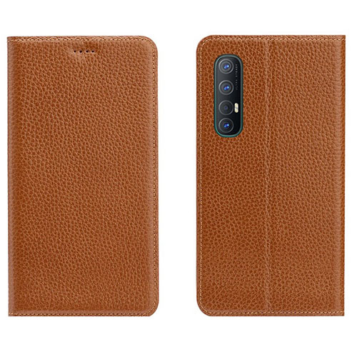 Leather Case Stands Flip Cover L05 Holder for Oppo Reno3 Pro Orange