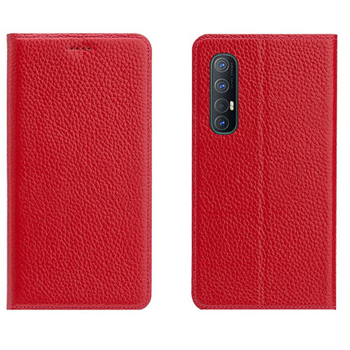 Leather Case Stands Flip Cover L05 Holder for Oppo Reno3 Pro Red