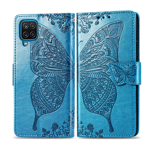 Leather Case Stands Flip Cover L05 Holder for Samsung Galaxy A12 5G Sky Blue