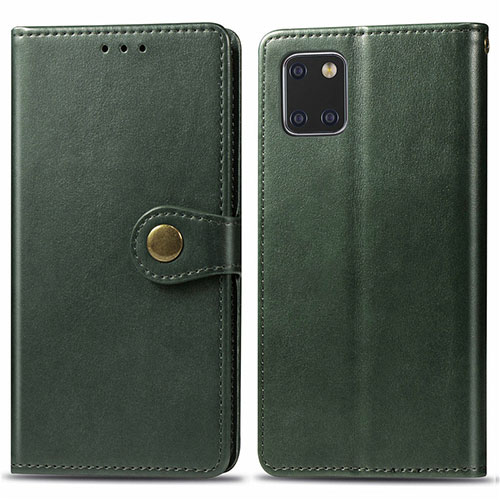 Leather Case Stands Flip Cover L05 Holder for Samsung Galaxy Note 10 Lite Green