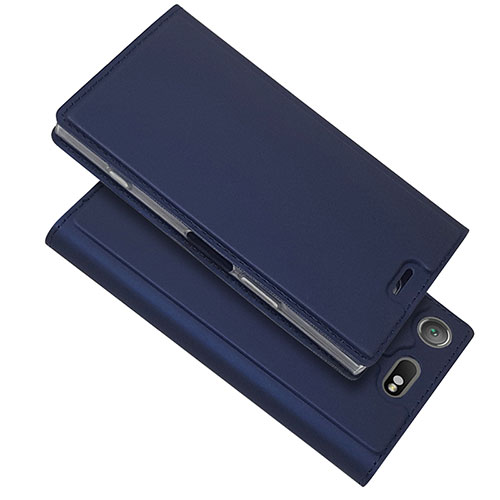 Leather Case Stands Flip Cover L05 Holder for Sony Xperia XZ1 Compact Blue