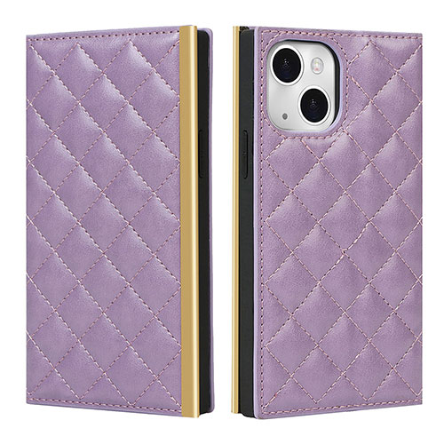 Leather Case Stands Flip Cover L06 Holder for Apple iPhone 13 Purple