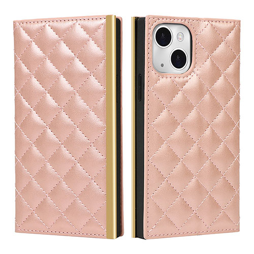 Leather Case Stands Flip Cover L06 Holder for Apple iPhone 13 Rose Gold