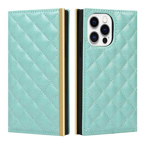 Leather Case Stands Flip Cover L06 Holder for Apple iPhone 14 Pro Green