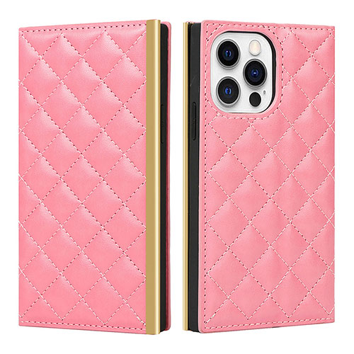 Leather Case Stands Flip Cover L06 Holder for Apple iPhone 14 Pro Pink