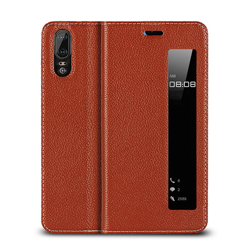 Leather Case Stands Flip Cover L06 Holder for Huawei P20 Orange