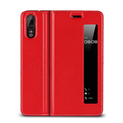 Leather Case Stands Flip Cover L06 Holder for Huawei P20 Red