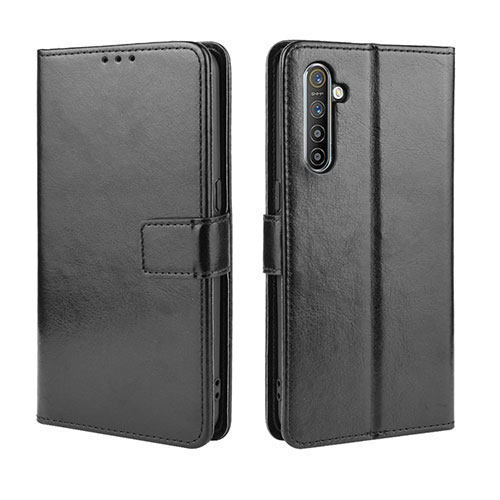 Leather Case Stands Flip Cover L06 Holder for Oppo K5 Black