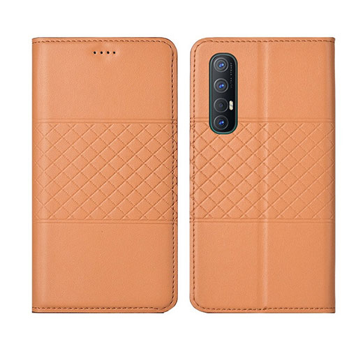 Leather Case Stands Flip Cover L06 Holder for Oppo Reno3 Pro Orange