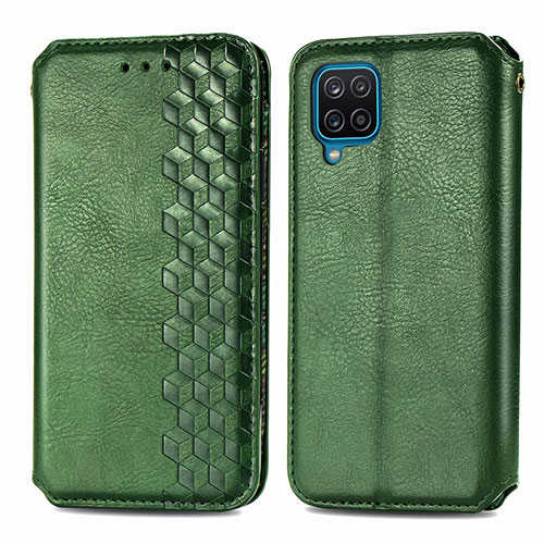 Leather Case Stands Flip Cover L06 Holder for Samsung Galaxy A12 5G Green