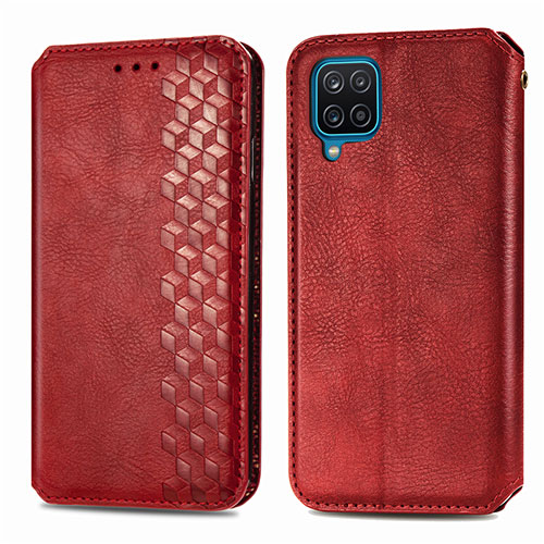 Leather Case Stands Flip Cover L06 Holder for Samsung Galaxy A12 5G Red