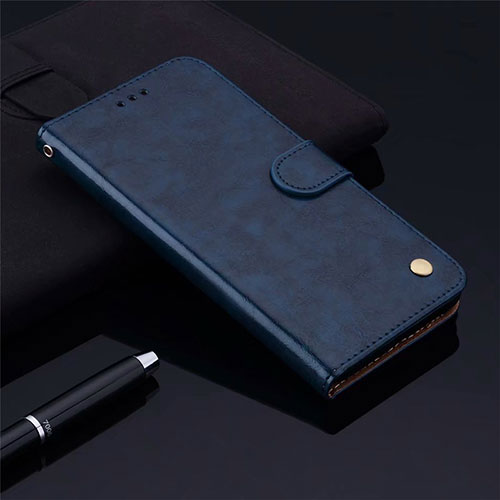 Leather Case Stands Flip Cover L06 Holder for Samsung Galaxy M31 Prime Edition Blue