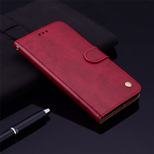 Leather Case Stands Flip Cover L06 Holder for Samsung Galaxy M31 Prime Edition Red