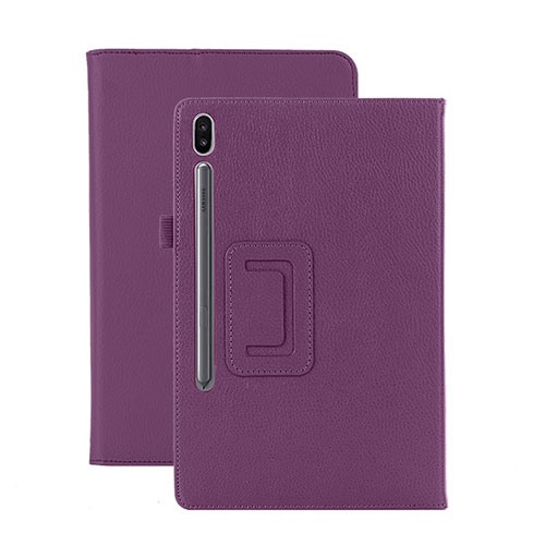 Leather Case Stands Flip Cover L06 Holder for Samsung Galaxy Tab S6 10.5 SM-T860 Purple