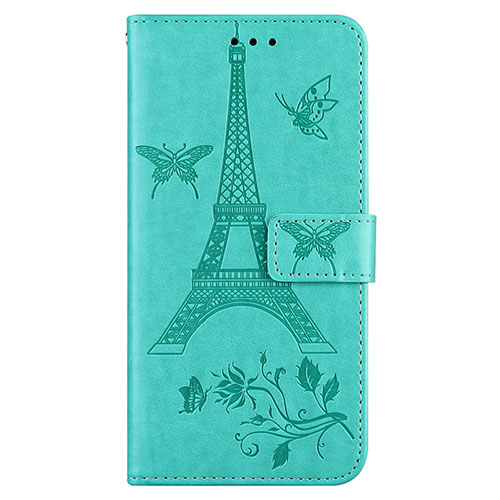 Leather Case Stands Flip Cover L06 Holder for Sony Xperia 8 Cyan