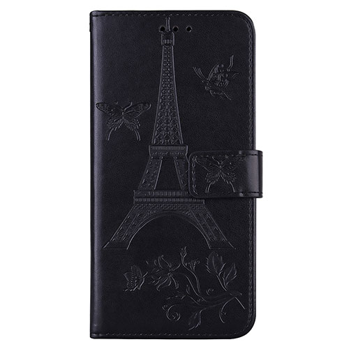 Leather Case Stands Flip Cover L06 Holder for Sony Xperia 8 Lite Black