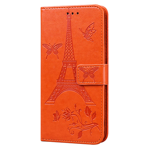 Leather Case Stands Flip Cover L06 Holder for Sony Xperia 8 Lite Orange