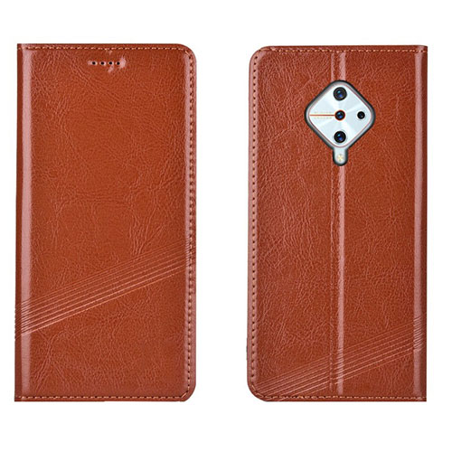 Leather Case Stands Flip Cover L06 Holder for Vivo S1 Pro Orange