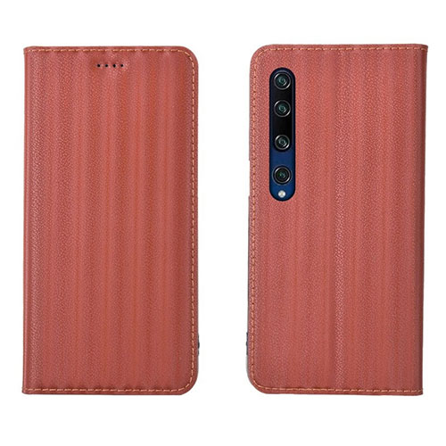 Leather Case Stands Flip Cover L06 Holder for Xiaomi Mi 10 Orange