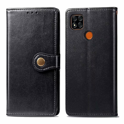 Leather Case Stands Flip Cover L06 Holder for Xiaomi POCO C3 Black
