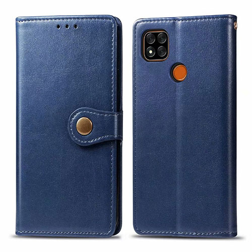 Leather Case Stands Flip Cover L06 Holder for Xiaomi POCO C3 Blue