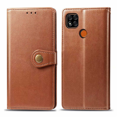 Leather Case Stands Flip Cover L06 Holder for Xiaomi POCO C31 Brown