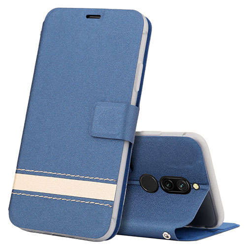 Leather Case Stands Flip Cover L06 Holder for Xiaomi Redmi 8 Blue