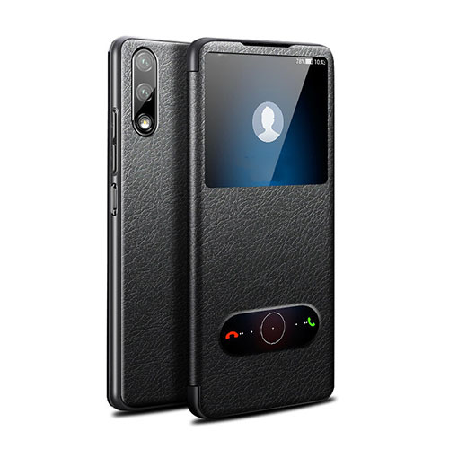 Leather Case Stands Flip Cover L07 Holder for Huawei P Smart Z (2019) Black