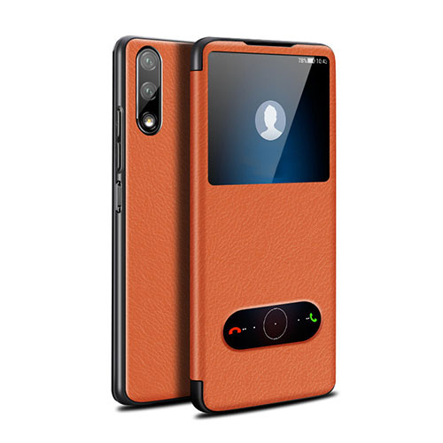 Leather Case Stands Flip Cover L07 Holder for Huawei P Smart Z (2019) Orange