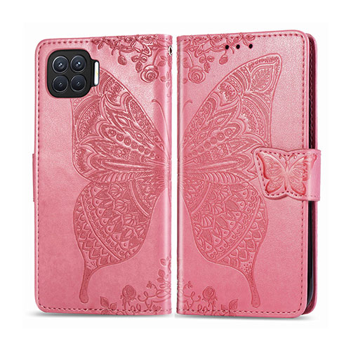 Leather Case Stands Flip Cover L07 Holder for Oppo A93 Pink