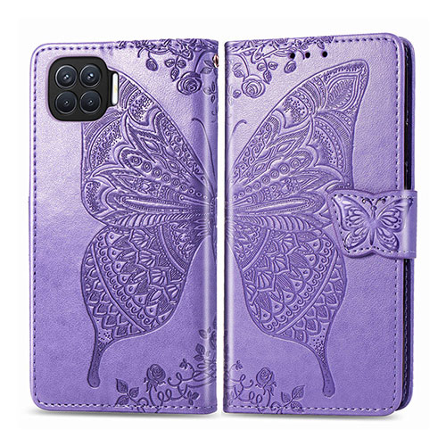 Leather Case Stands Flip Cover L07 Holder for Oppo F17 Pro Clove Purple