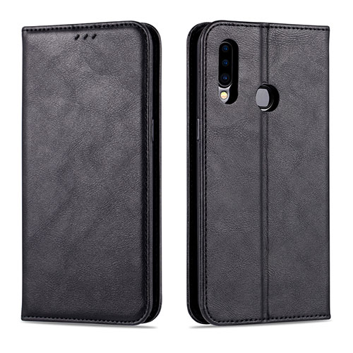 Leather Case Stands Flip Cover L07 Holder for Samsung Galaxy A20s Black