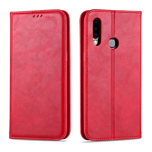 Leather Case Stands Flip Cover L07 Holder for Samsung Galaxy A20s Red