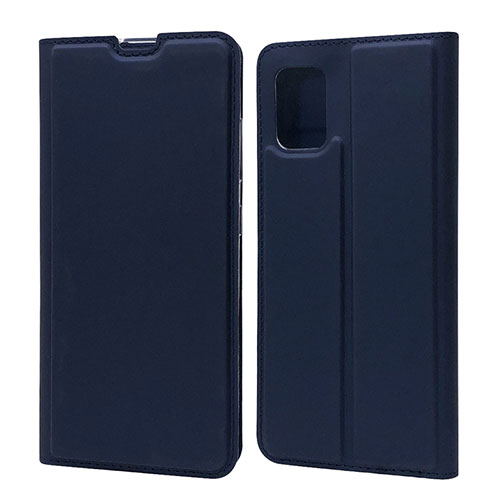 Leather Case Stands Flip Cover L07 Holder for Samsung Galaxy A71 5G Blue