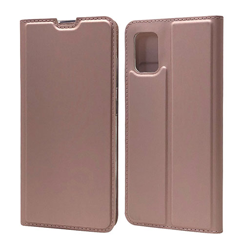 Leather Case Stands Flip Cover L07 Holder for Samsung Galaxy A71 5G Rose Gold